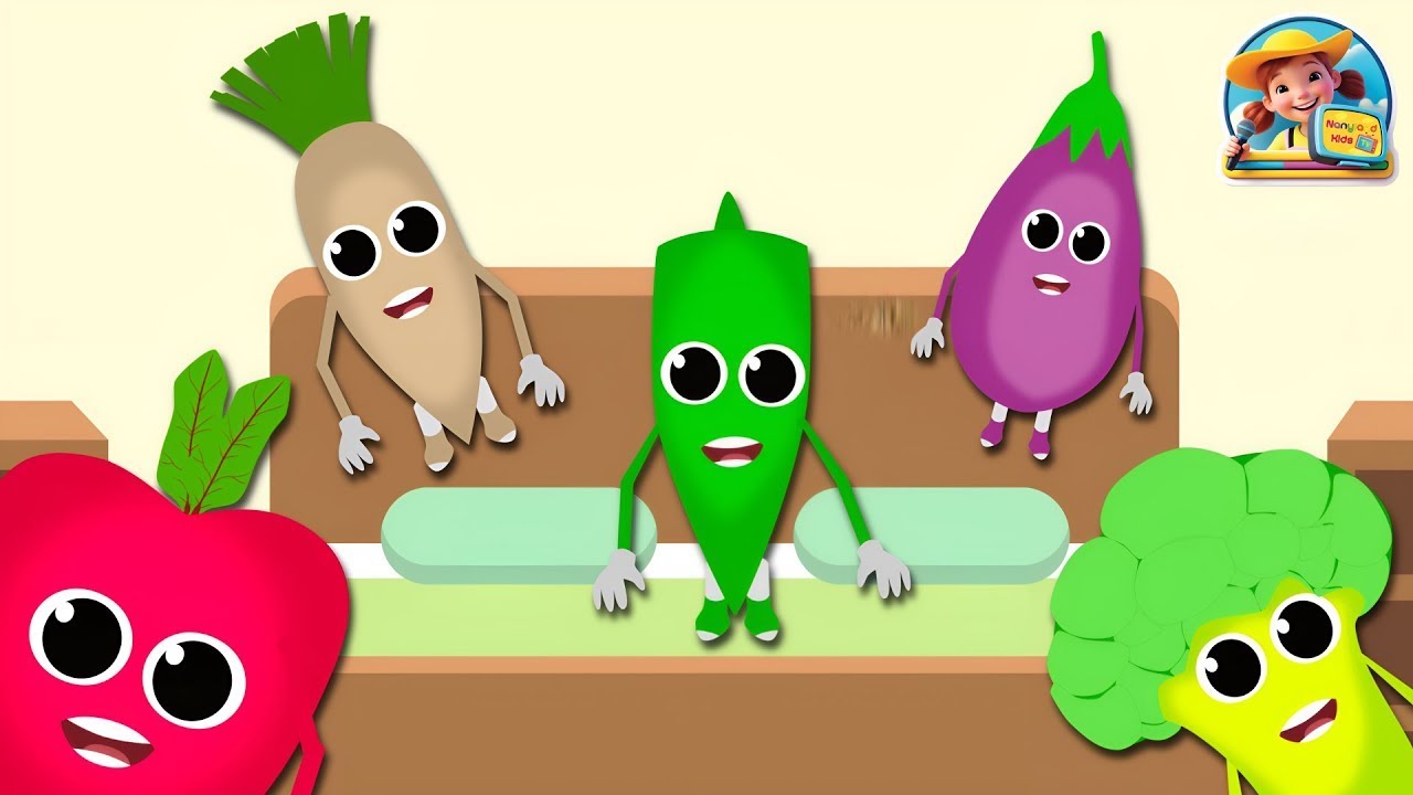 Ten Little Vegetables Jumping on the Bed | Vegetables Counting Song | Nursery Rhymes & Baby Songs