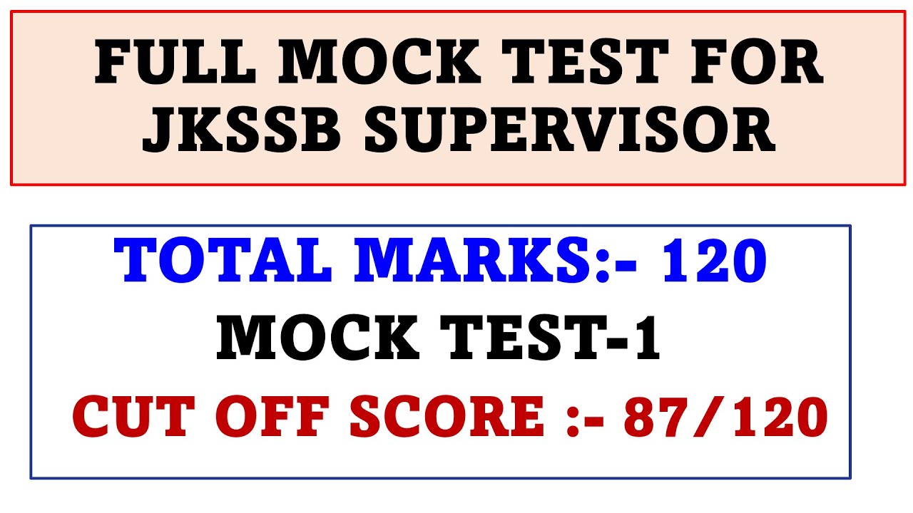 Full Mock Test No. 1  for Jkssb Supervisor #jupiterclasses #jkssbsupervisor