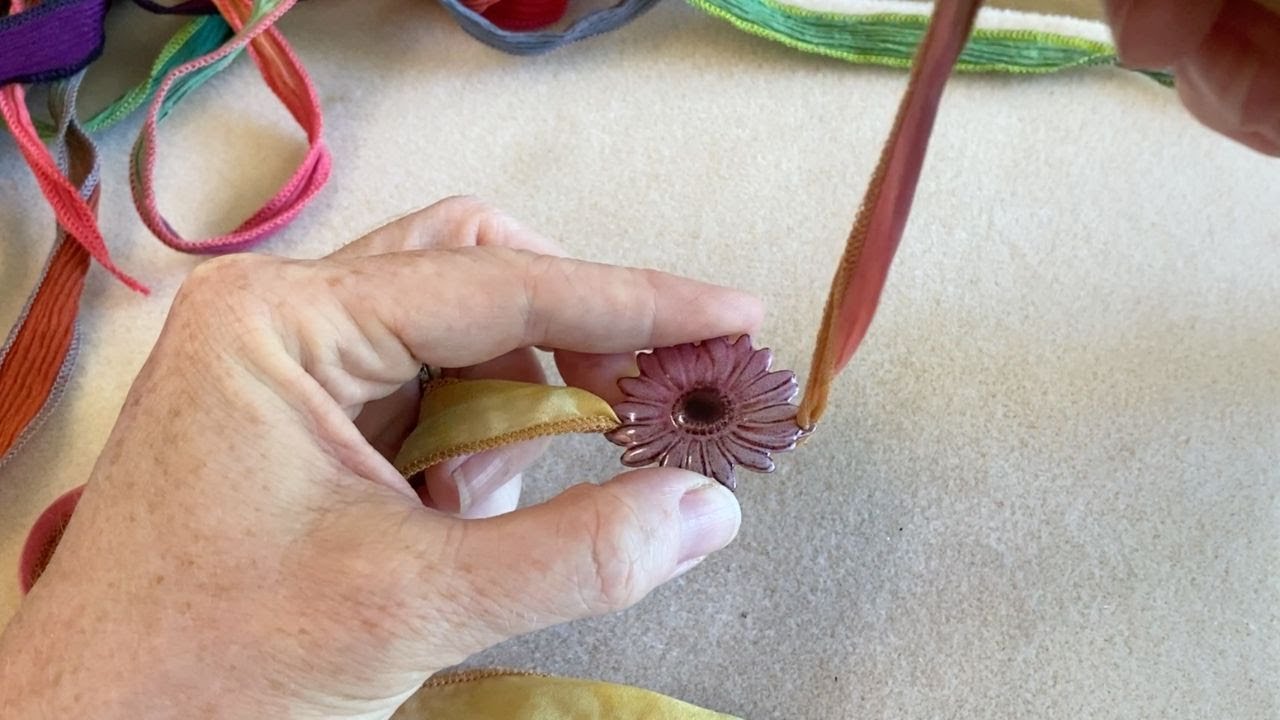 How to Make an Easy Wrapped Silk Ribbon Bracelet with Flower Link
