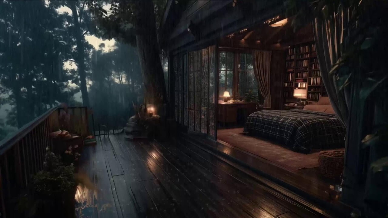 🔴 LIVE 24/7 – Soft Jazz Cozy Night Rain 🎷🌧️Warm Ambience for Relax & Unwind