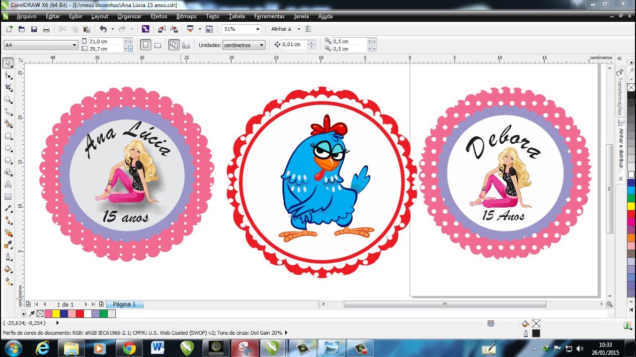 Curso de CorelDraw X6,Como Fazer tag da Galinha Pintadinha parte 1