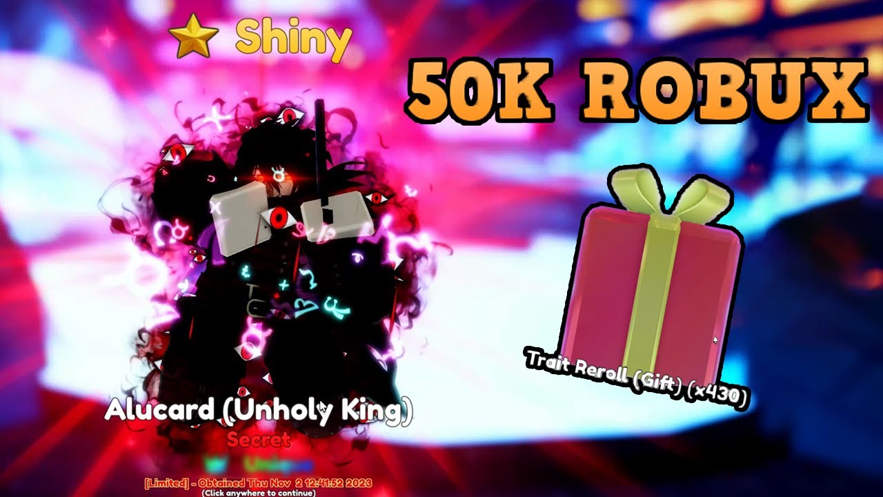 Can I Get UNIQUE On SHINY ALUCARD With 50K ROBUX In Roblox Anime Adventure?