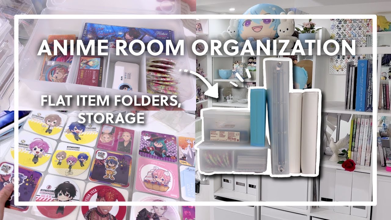 Anime collection organization: flat merch, omanjuu, large files, stickers