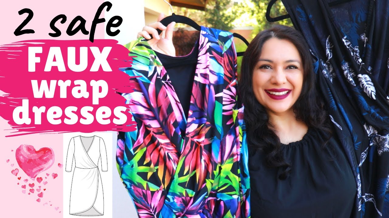 FAKE WRAP STYLES ARE THE BEST. Sewing knit pleats & MORE. 2 Betty knit dresses (Sinclair Patterns).