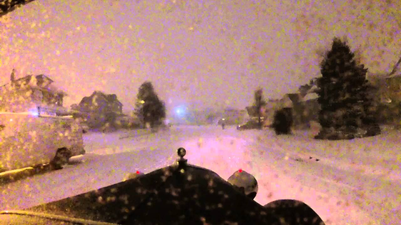Model A Ford in snow storm.
