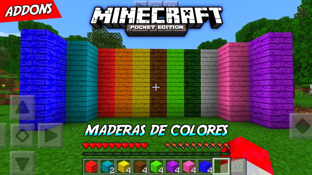 COMO HACER MADERAS DE COLORES  EN MINECRAFT PE 1.16 ACTUALIZACION MADERAS DE COLORES ADDON PARA MCPE