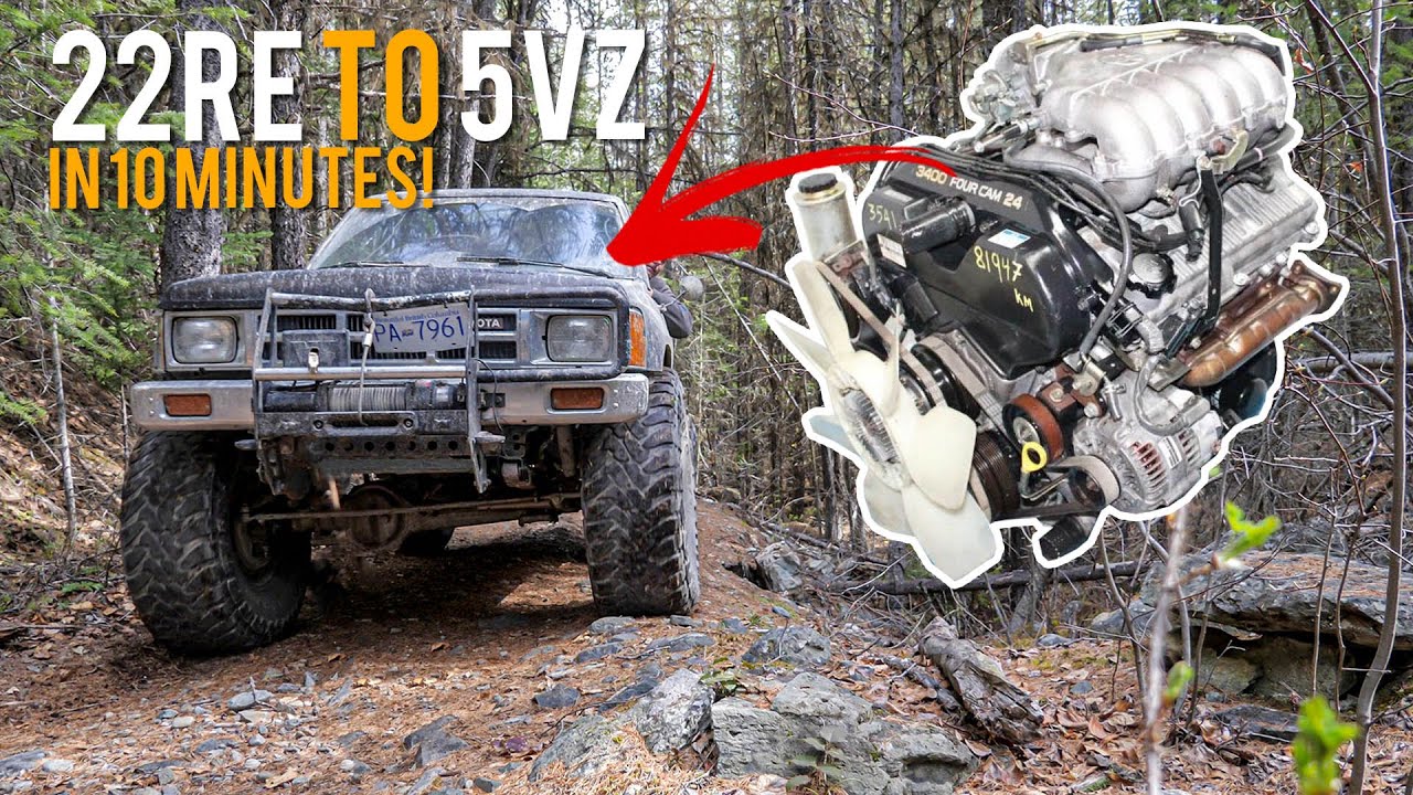 22RE to 3.4 in 10 MINUTES - 1985 Toyota Pickup 5VZ Swap