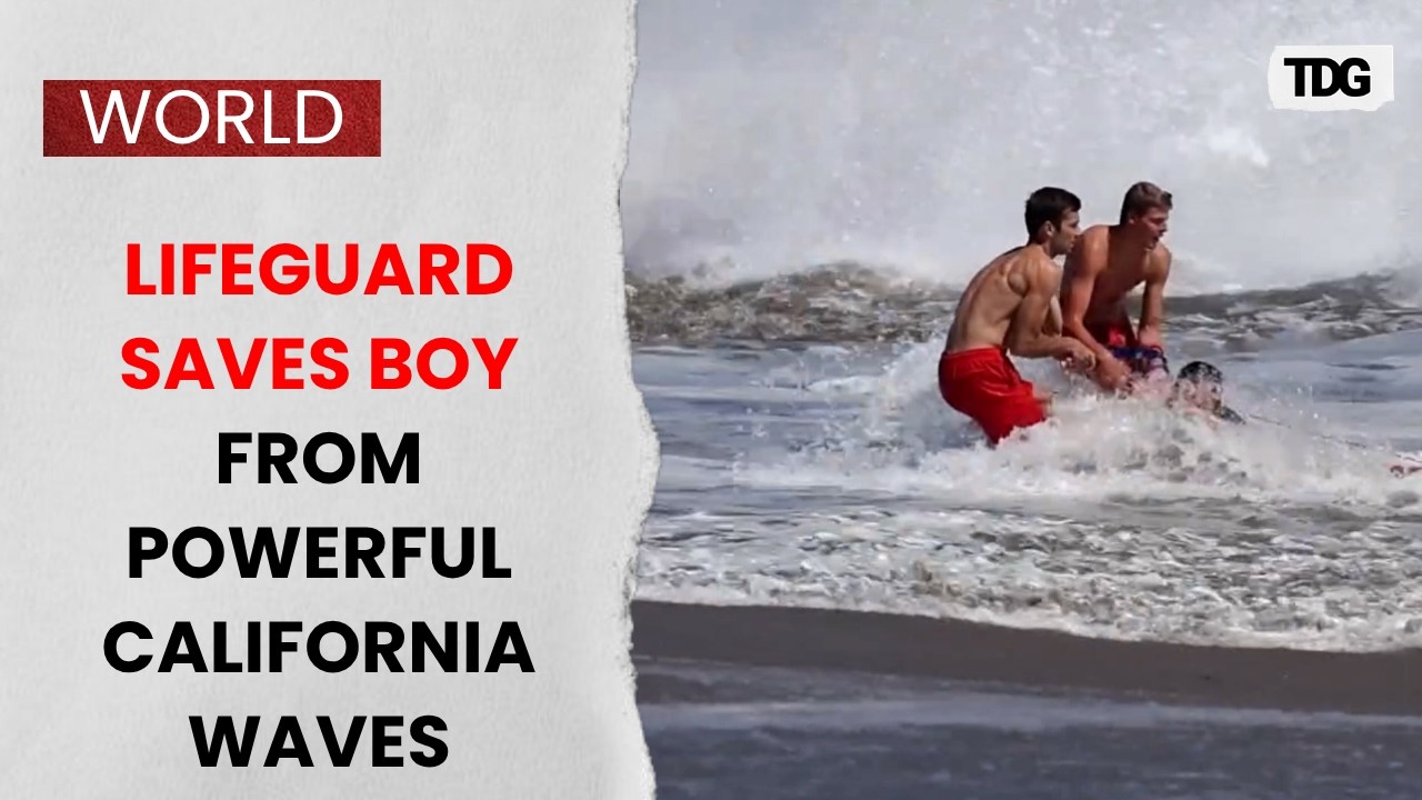 Teen Lifeguard Rescues Young Boy from Powerful Waves at Santa Cruz Beach |Dramatic California Rescue