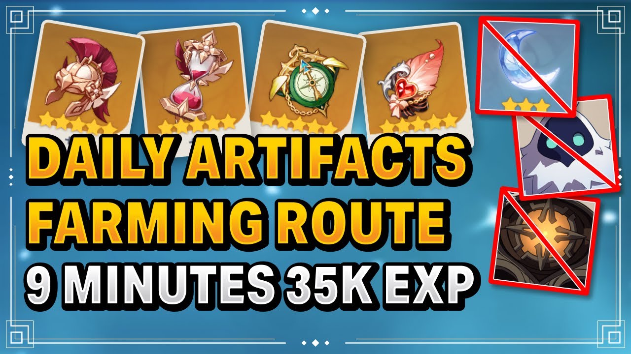 Daily Artifacts Farming Route NO RESIN NEEDED (Best Route) Not Elite Boss Farming | Genshin Impact