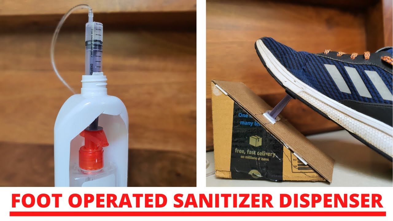 Foot Operated Hand Sanitizer Dispenser in 48 Rs | How To Make Sanitizer Dispensing Machine