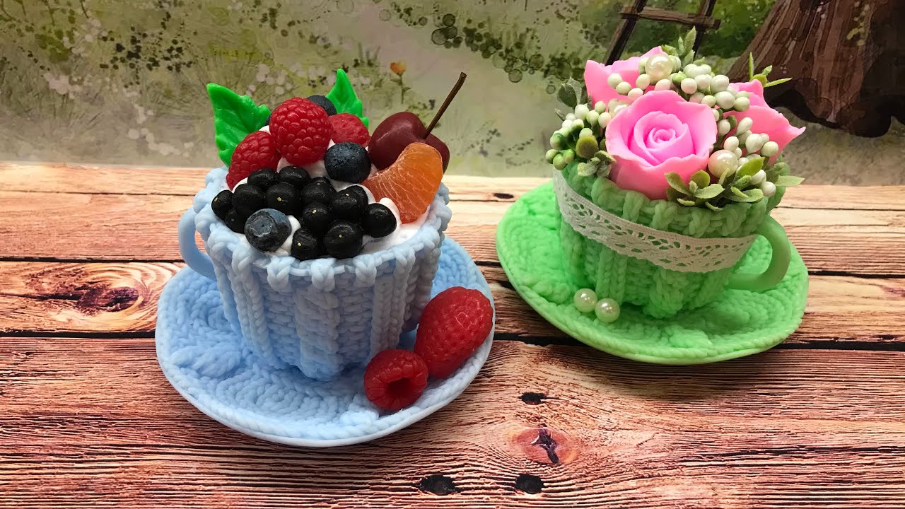 Мыловарение ❤️МК мыло «Вязаная чашечка с блюдцем»❤️Soap DIY