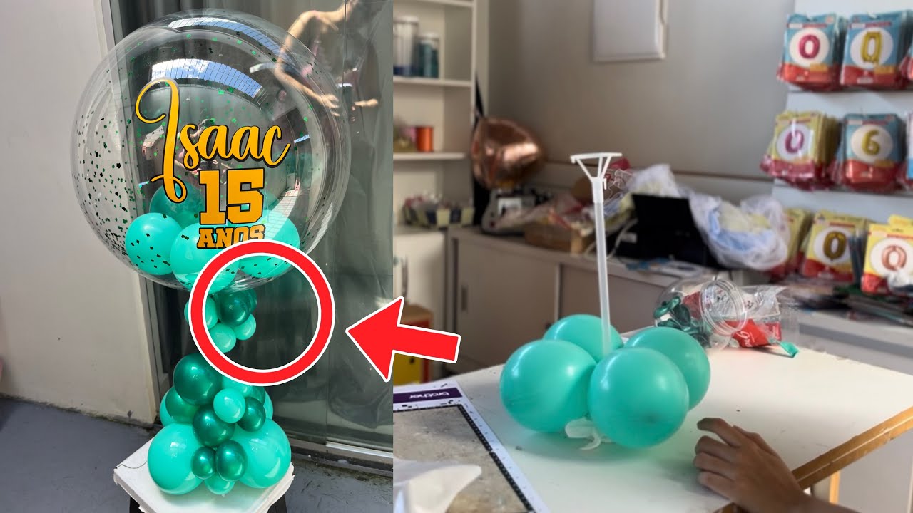COMO DEIXAR UM BALÃO BUBBLE EM PÉ NO SUPORTE DE BALÃO DE FORMA FÁCIL | arranjo balão bubble completo