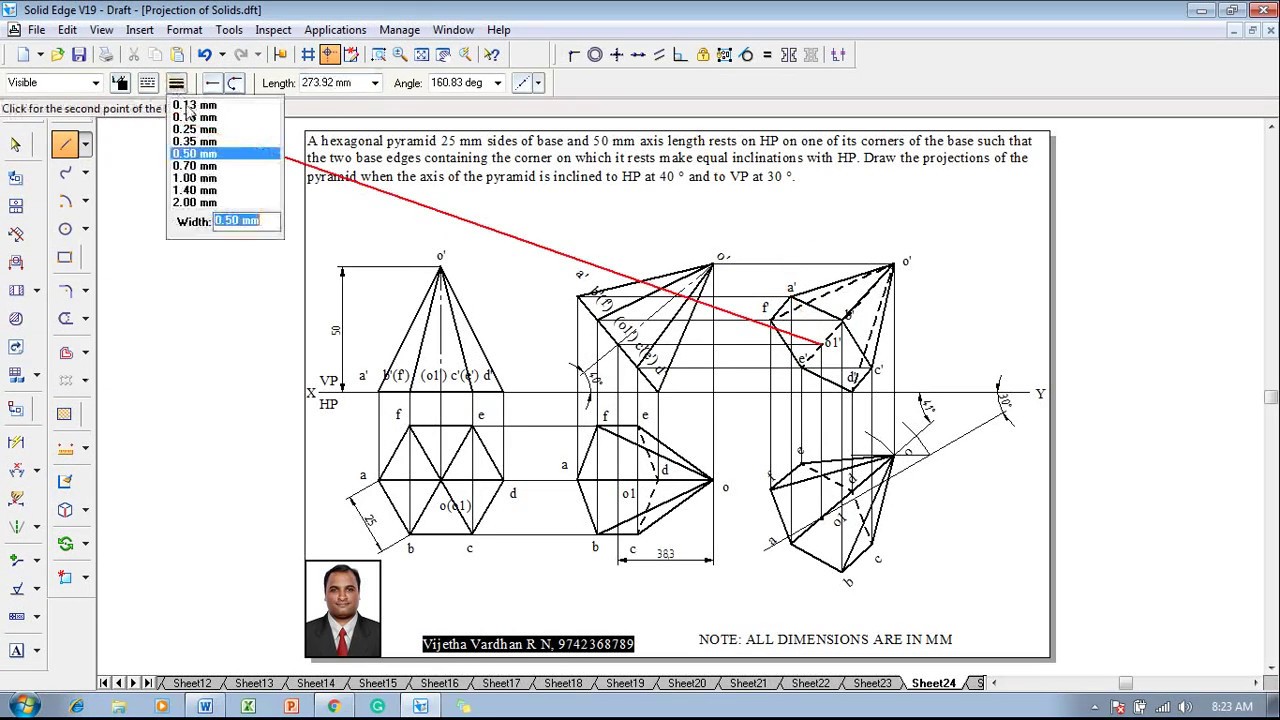 Example 24 on Projection of Solids