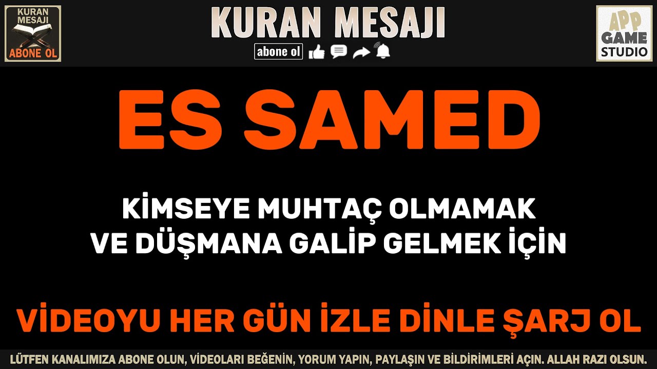 68 Es Samed , 520 TEKRAR , Her G&uuml;n OKU, DİNLE, ŞARJ OL !! , El Esma&uuml;l H&uuml;sna (T&uuml;rk&ccedil;e Anlamıyla)