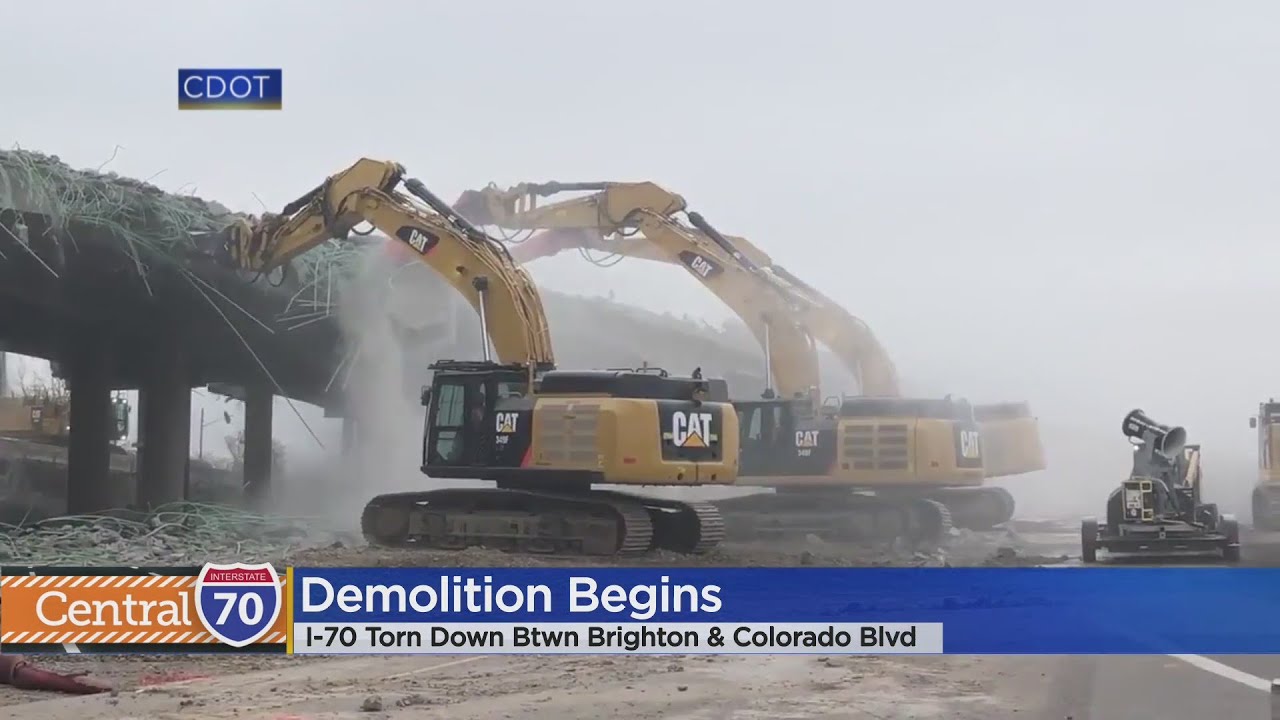 Demolition Of The Interstate 70 Viaduct Begins