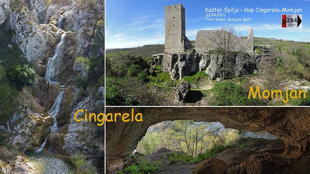 CINGARELA (Zingarella) spilja i slap, MOMJAN kastel, Istra, Video: Đulijano Belić
