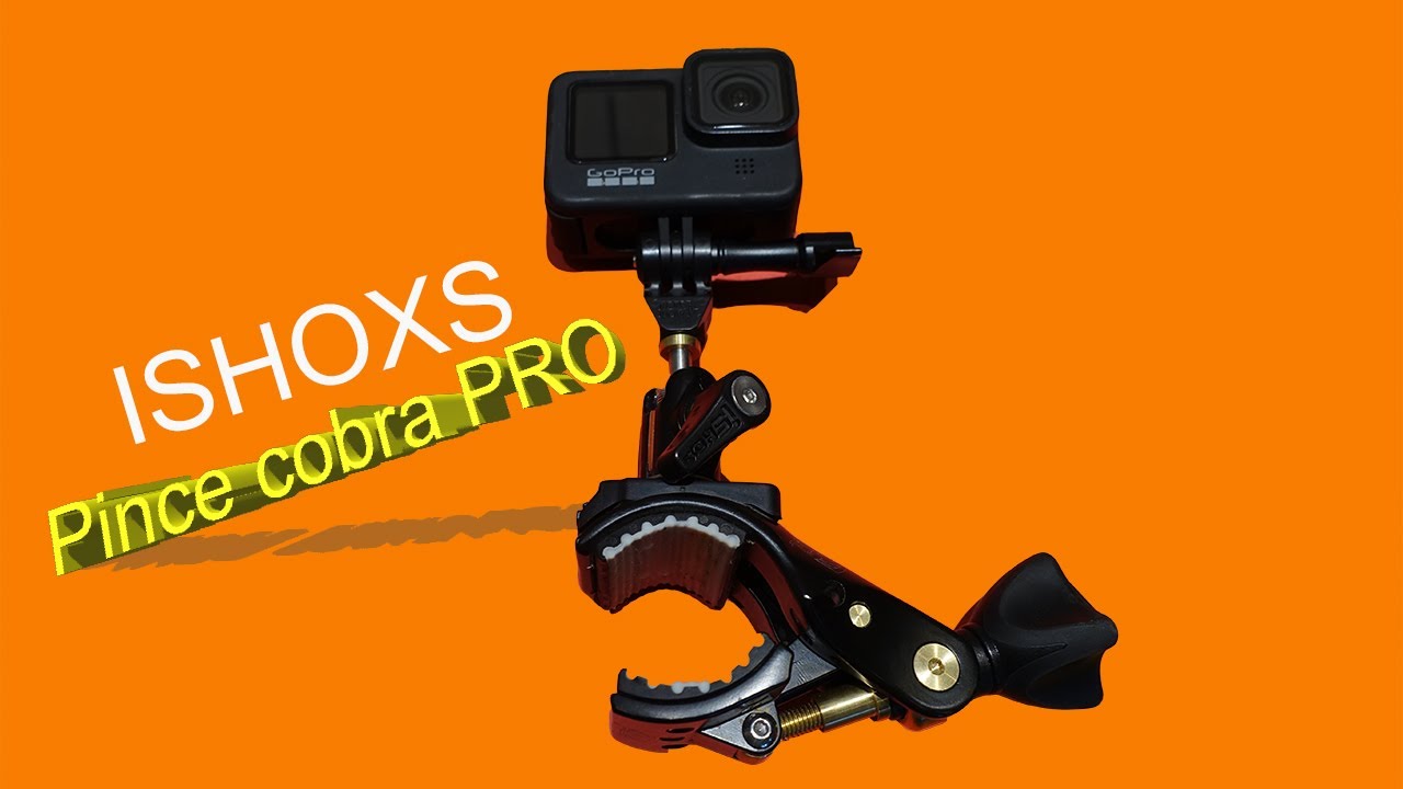 PINCE COBRA ISHOXS PRO AVEC ROTULE 360 : Support VTT, Moto, auto ... pour gopro et caméras d'action