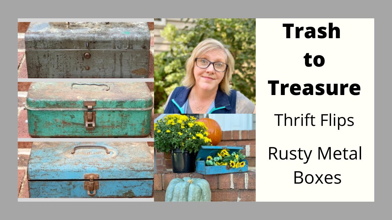 Thrift Flips, Trash to Treasure, Rusty Metal Boxes, Textured Blended Effect, and a Fun Announcement!