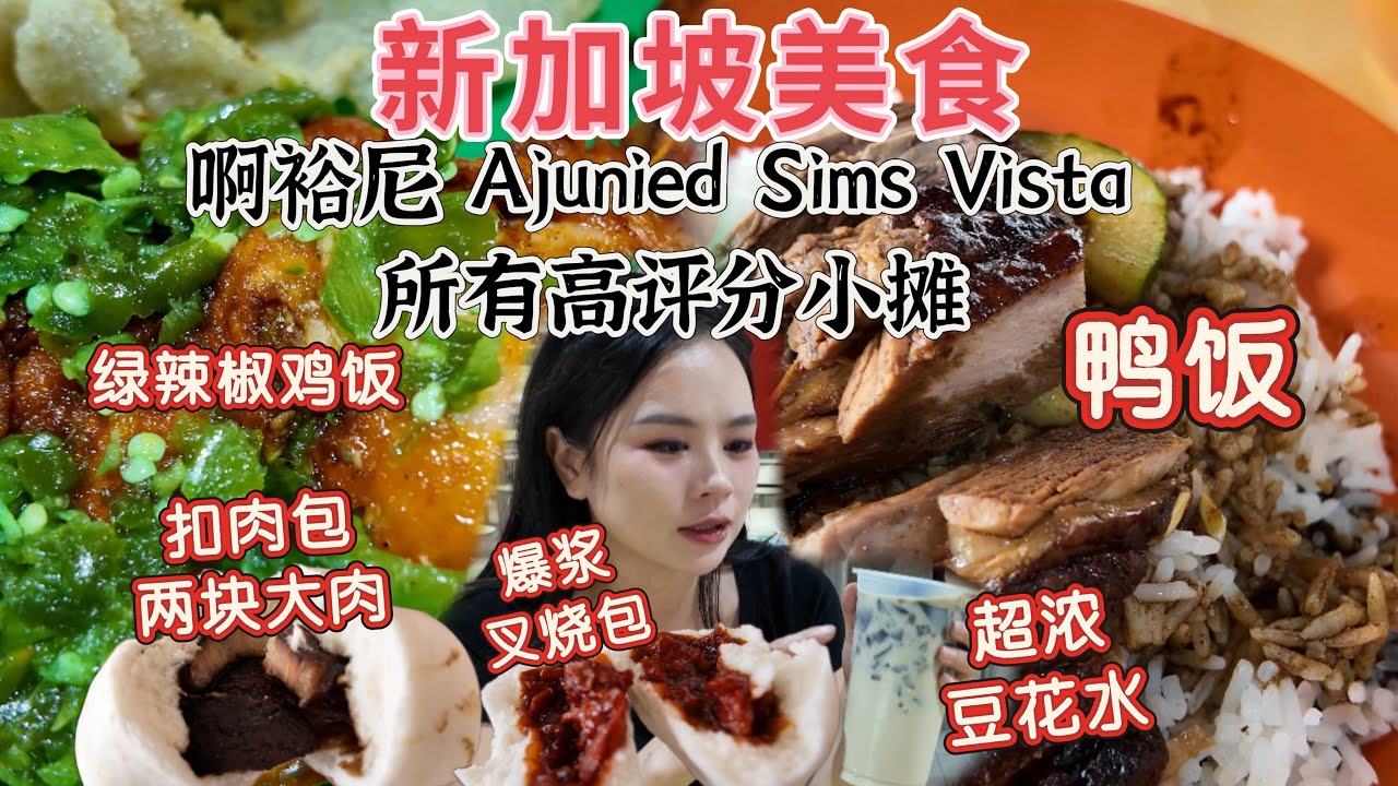 新加坡美食 ：啊裕尼 Aljunied Sims Vista 所有高评分小摊 绿辣椒鸡饭  鸭饭  超浓豆花水 扣肉包 叉烧包