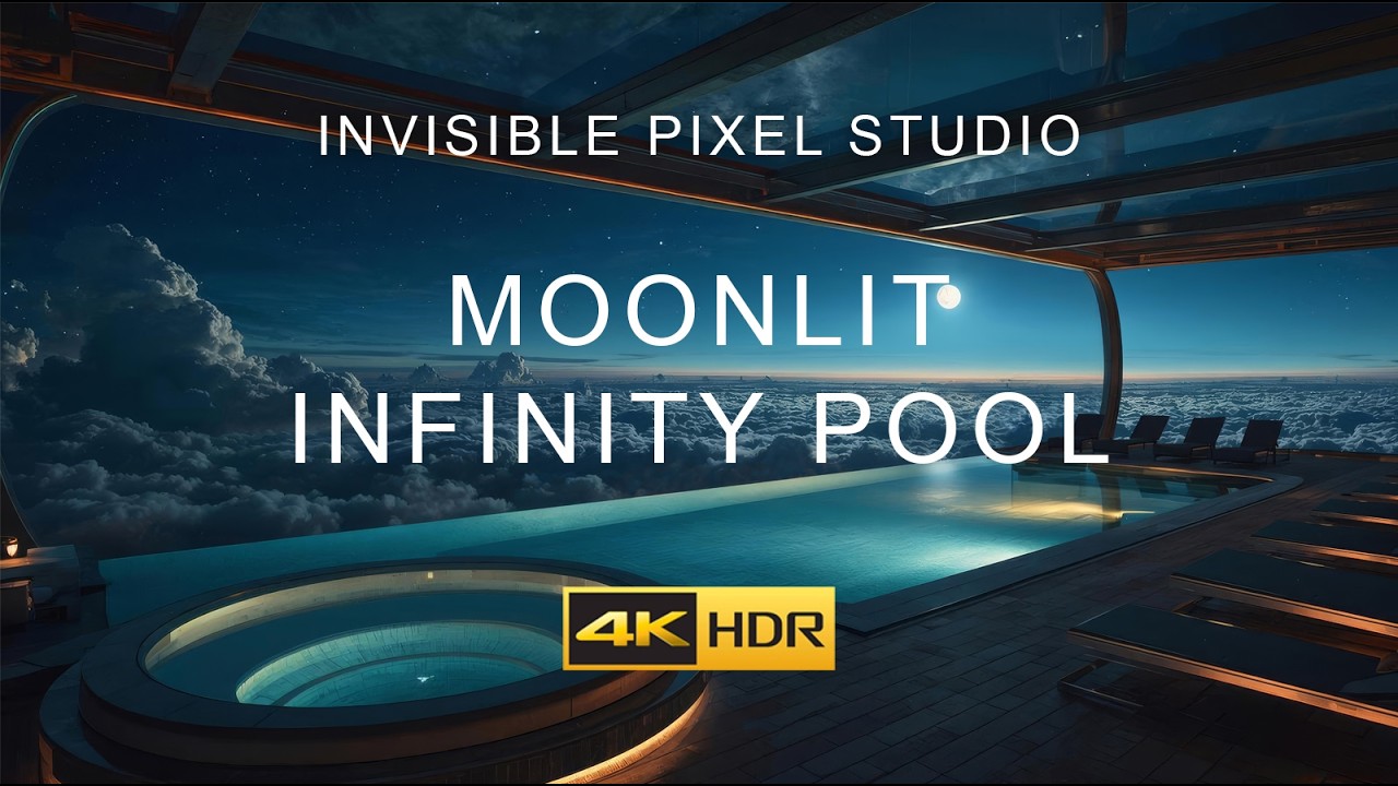 Moonlit Infinity Pool — 4K Relaxing Loop | Luxury Spa, clouds, Soft Ambient Motion