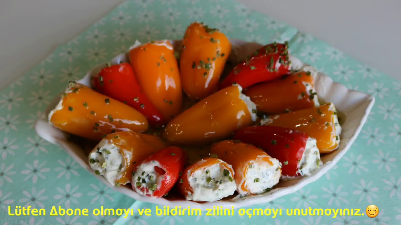 Baharatlı Peynir Dolgulu Biber Dolma Tarifi / Meze Aparatif Nefis Renkli Kahvaltılık Biber Dolması
