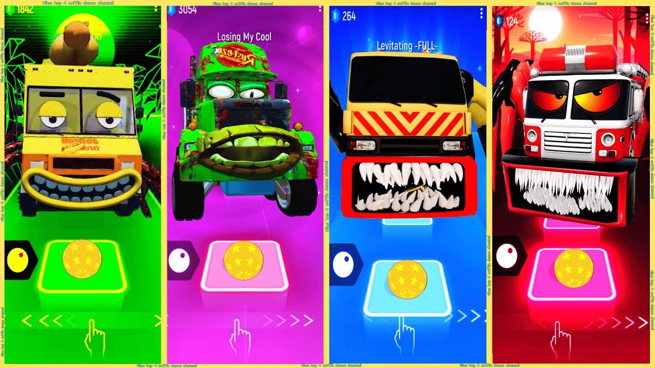 coffin dance - Fire truck 🆚 Mack Truck Zombie 🆚 Tow Truck Eater 🆚 Truck eater Hot Dog | Tiles HOP❗