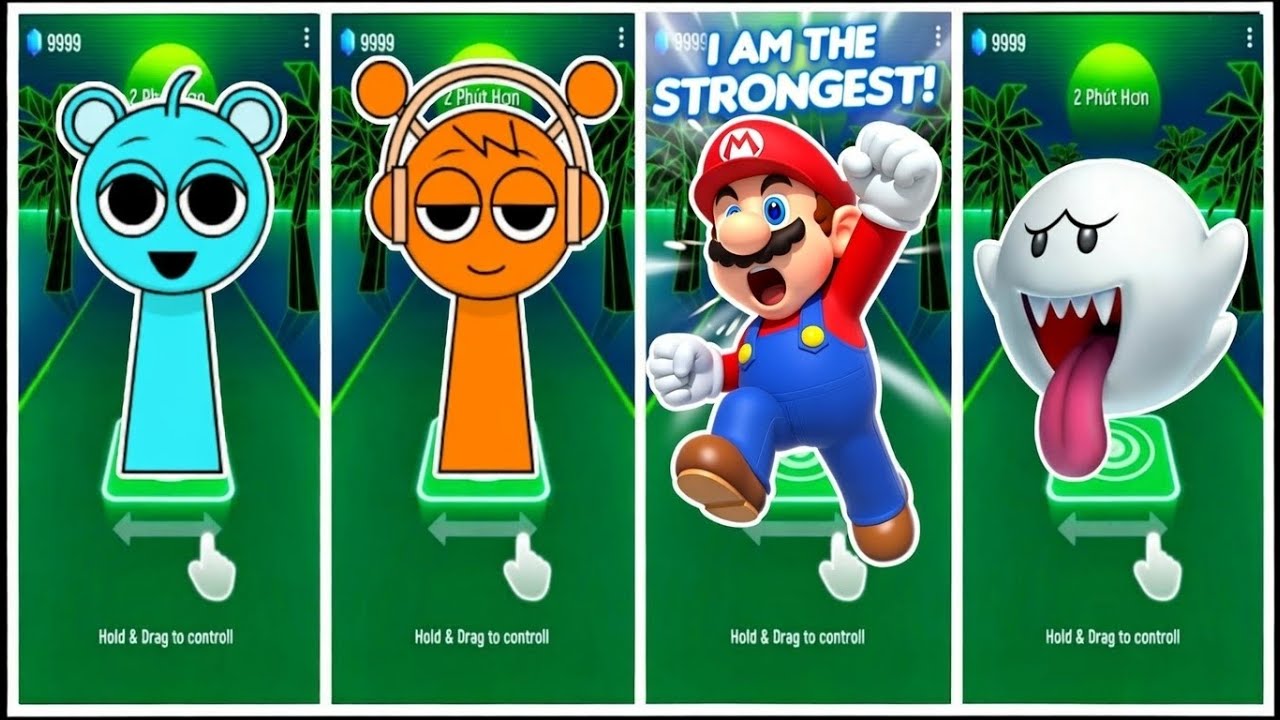 Tiles Hop Music Run &mdash; SPRUNKI & MARIO (Эпичный геймплей)