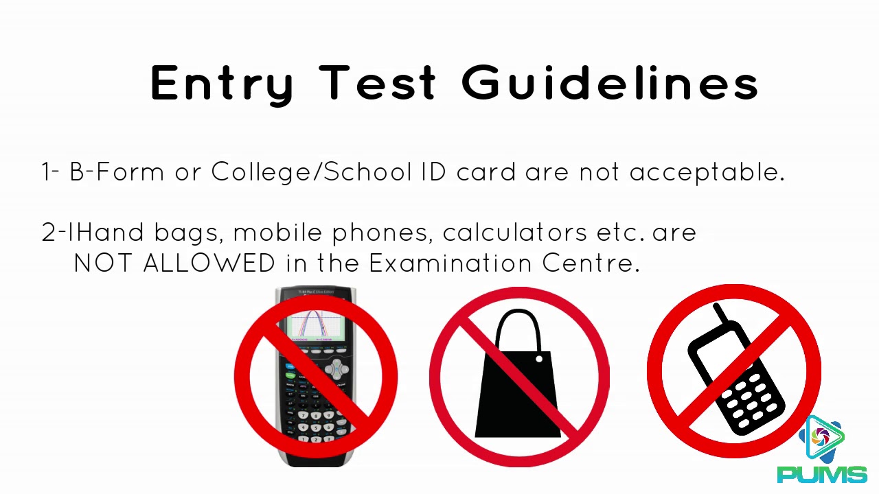 PUCIT  Entry Test Guidelines