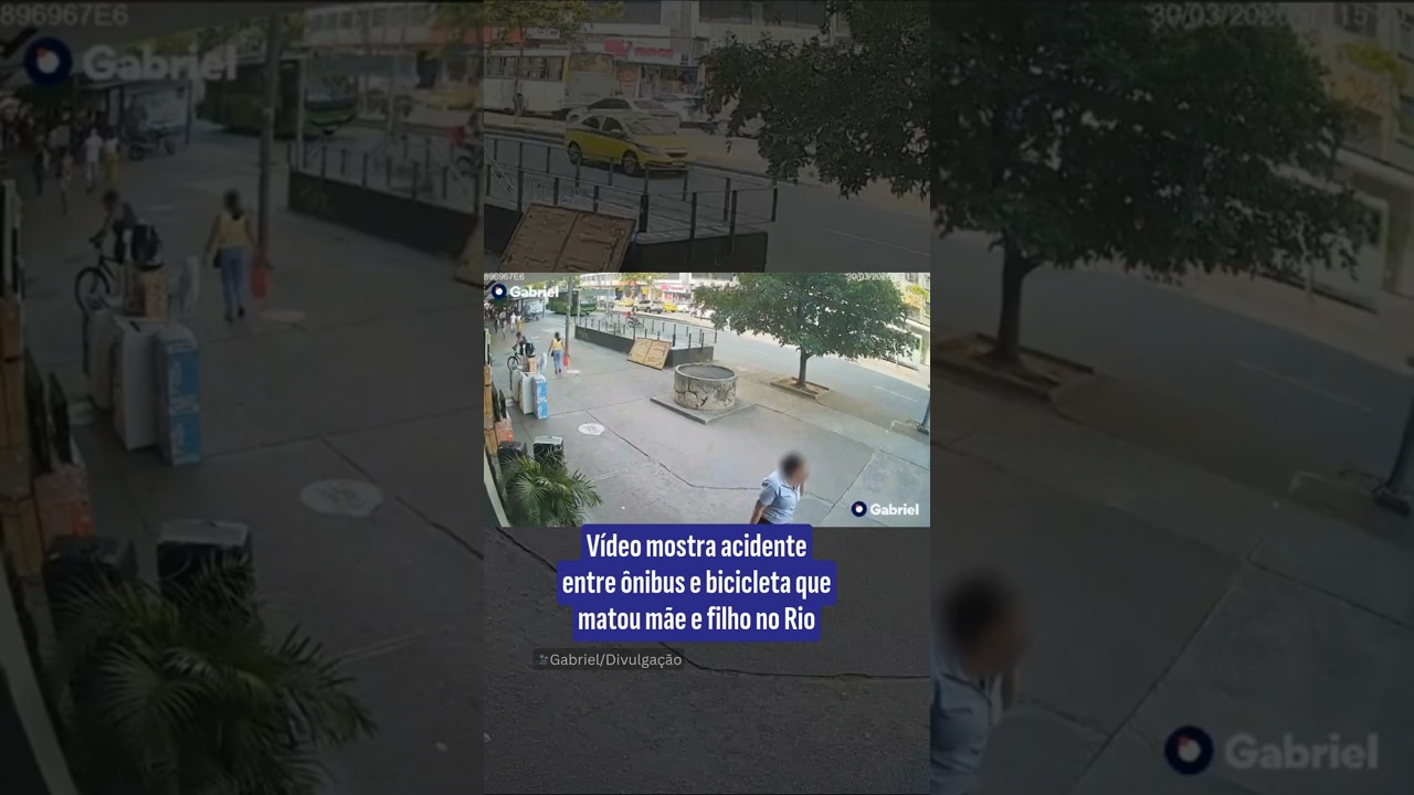V&iacute;deo mostra acidente entre &ocirc;nibus e bicicleta que matou m&atilde;e e filho