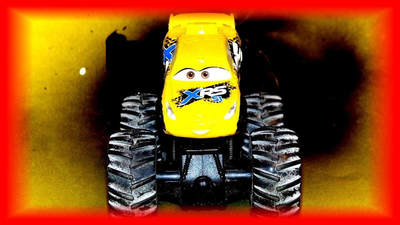 Pixar Cars Customs Monster Truck XRS Cruz Ramirez with Mater and the Tractor from Cars