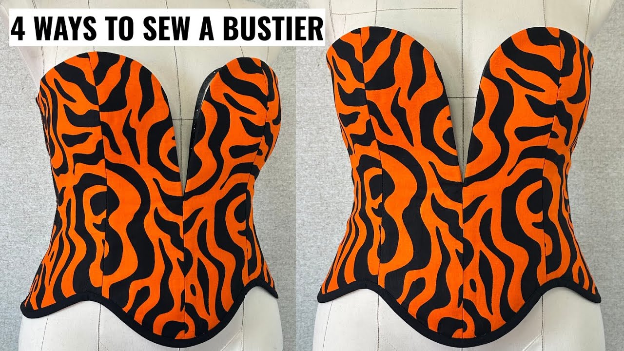 4 Ways How to sew a Structured Deep V-Neck bustier for beginners