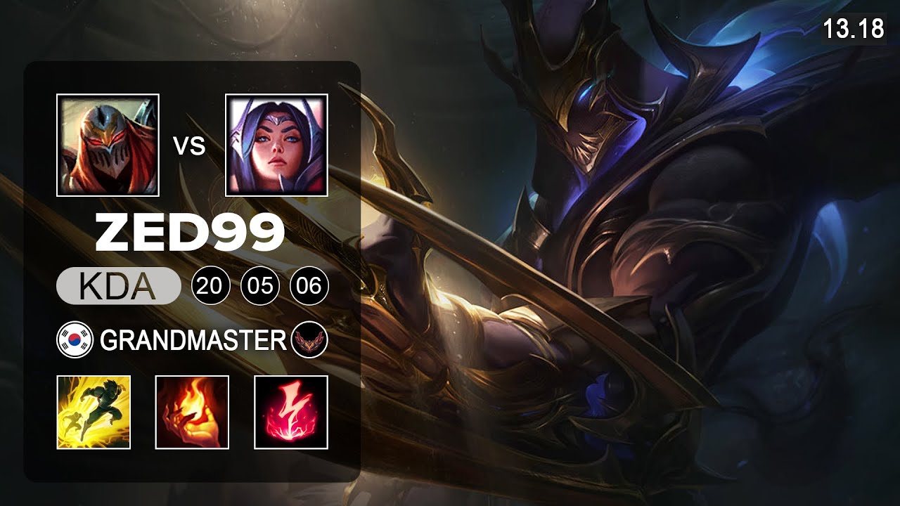 ZED99 Zed vs Irelia Mid - KR Grandmaster - Patch 13.18 Season 13