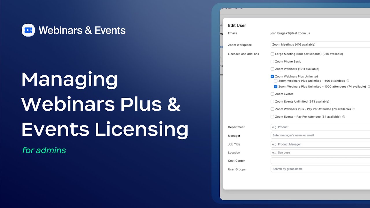 Managing Webinars Plus & Events Licensing