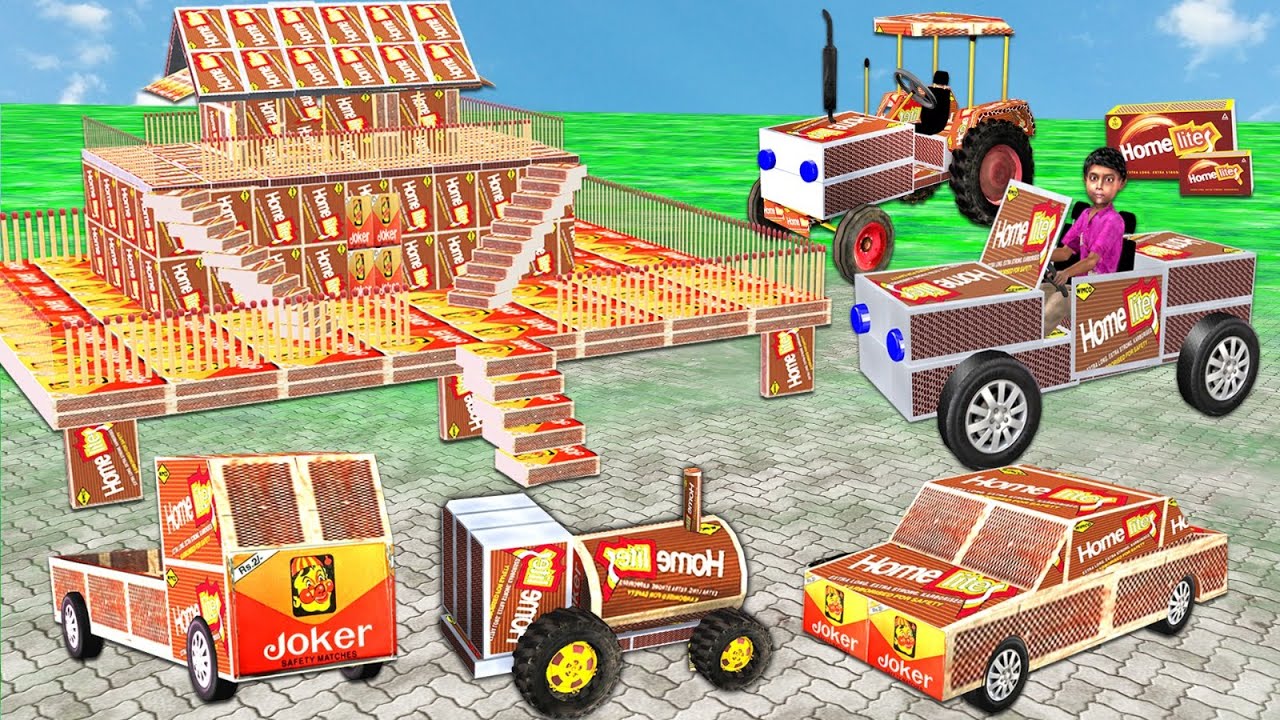 लघु माचिस घर Build Miniature Matchbox House Jeep Tractor Funny Comedy Video Hindi Stories New Kahani