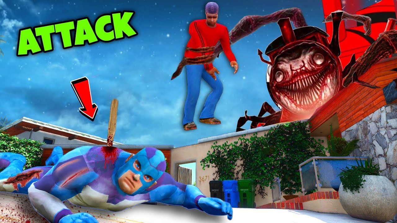 Choo-Choo Charles Attack To Rope Hero And His Friend's Gta 5 | Rope Hero Vice Town |Black Spider 2.0