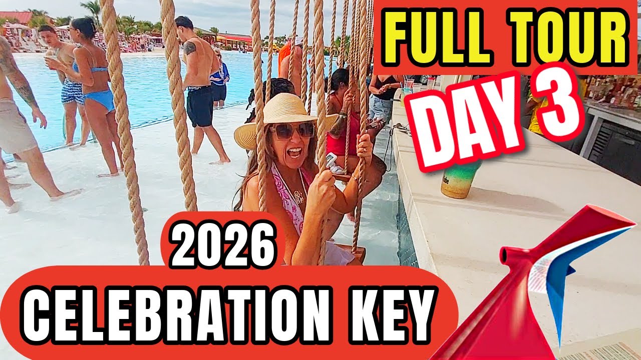 Carnival Elation Cruise Day 3 CELEBRATION KEY FULL Tour | Swim-up bars | Swing Bars | 2026