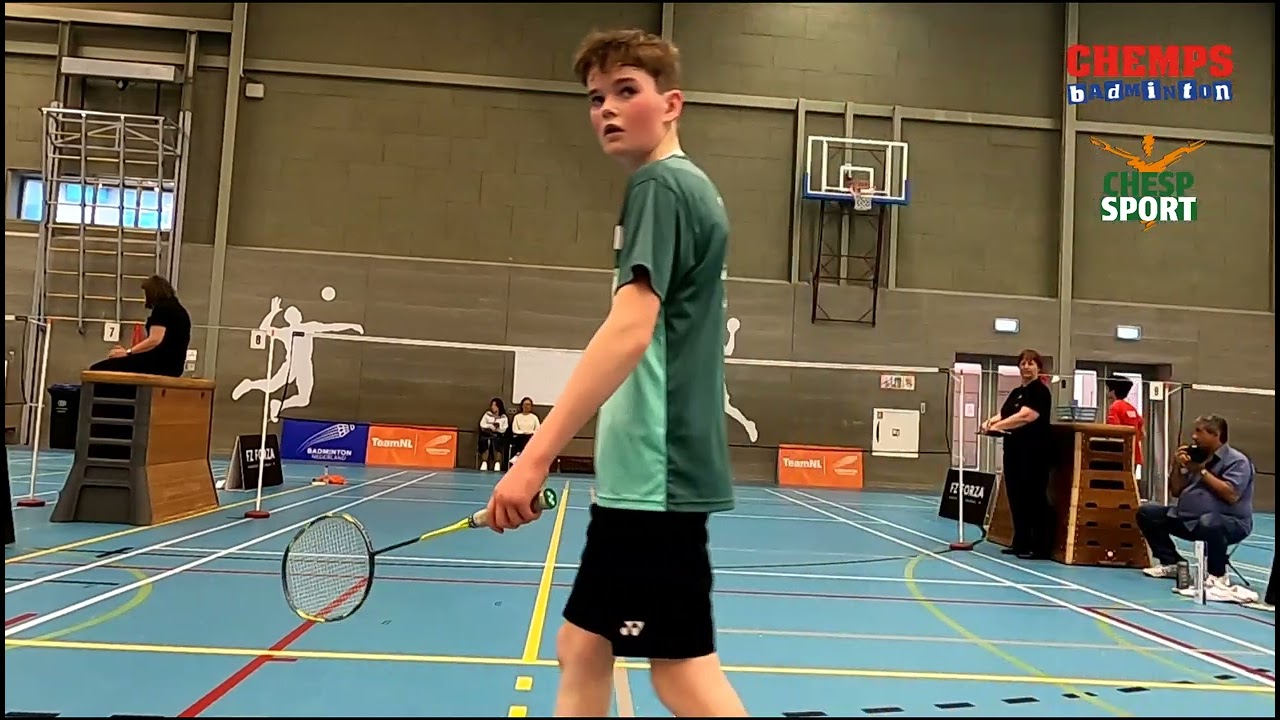 Dutch U13 championship badminton 2024 - SF - Jelle Smeding - Mico Yang