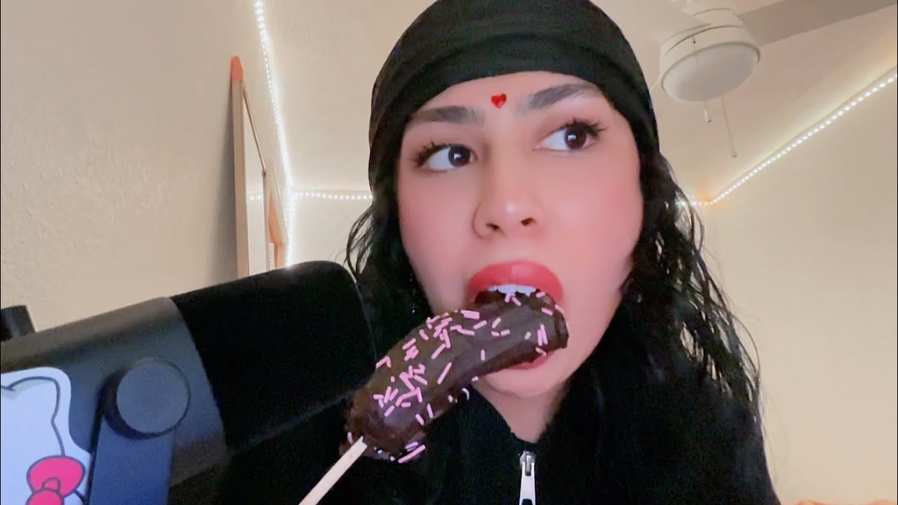ASMR Eating Chocolate Covered Banana 🍌(eating sounds)(whispering)