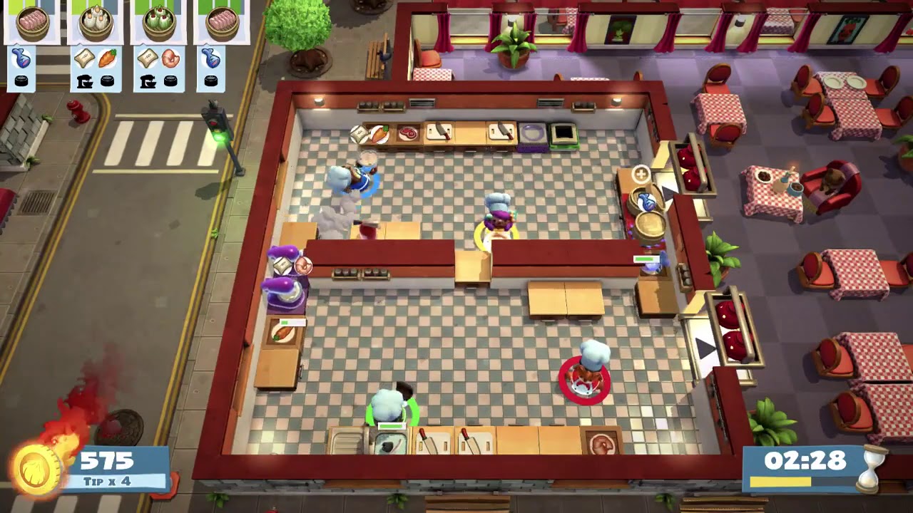 Overcooked 2 Level Kevin 7 (4 players) Score: 1407