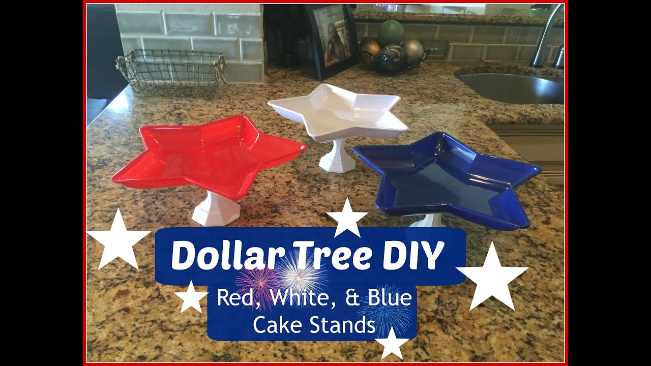 DOLLAR TREE DIY: Red, White, & Blue Cake Stands | 4th of July Decor