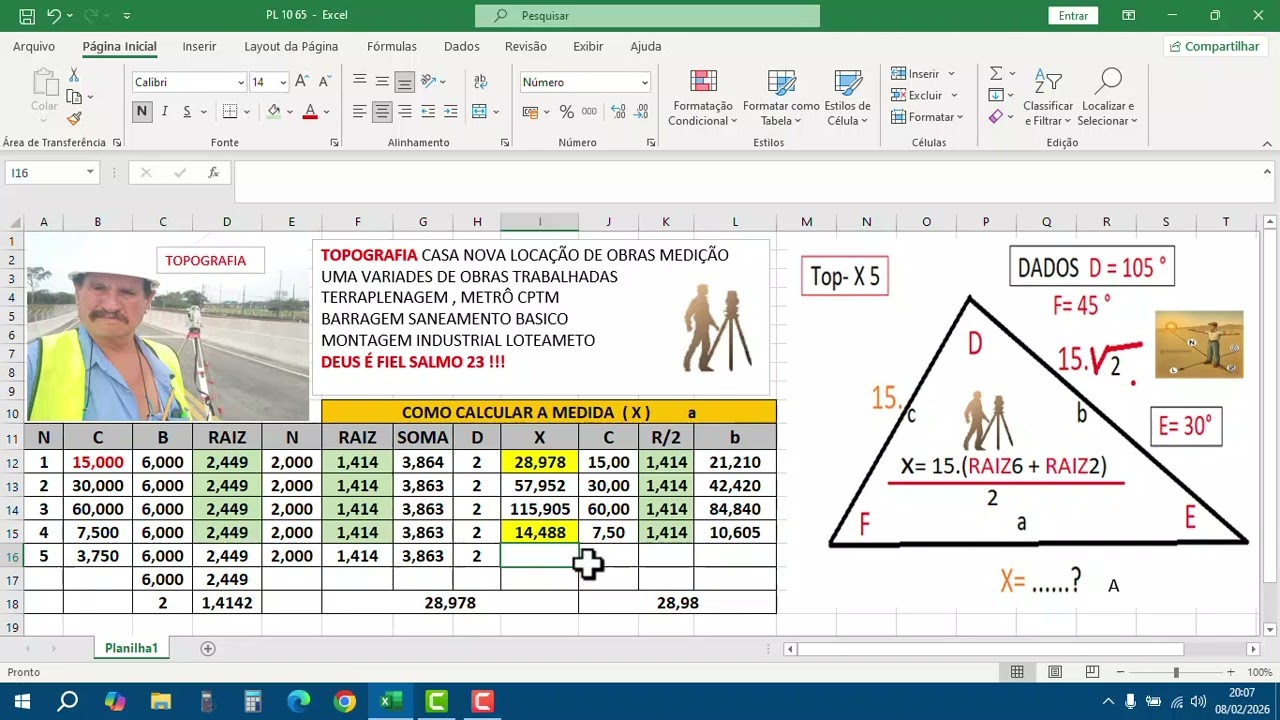 CALCULO DE UM LADO DO TRIANGULO TOP  8 02 26 DEUS É FIEL !!!