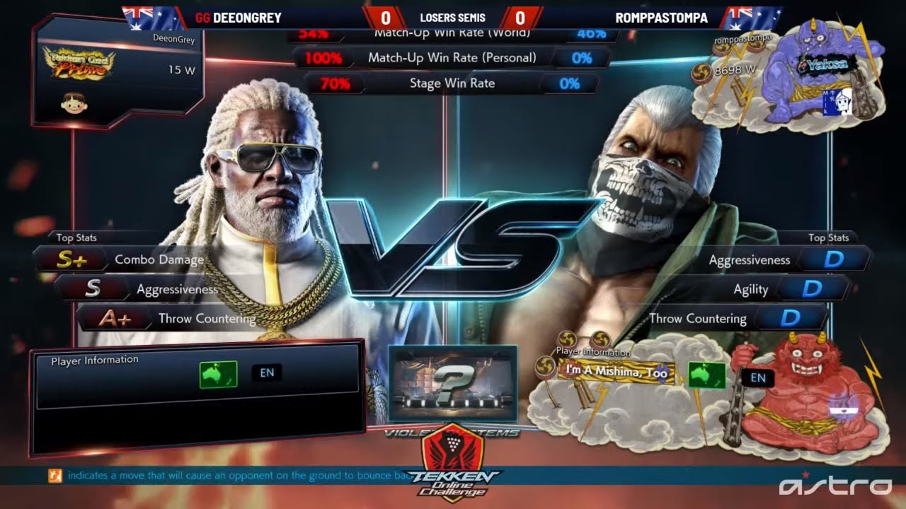 GG DeeonGrey (Leroy) vs RomppaStompa (Bryan) - #T7OnlineChallenge: Australia - Losers Semi