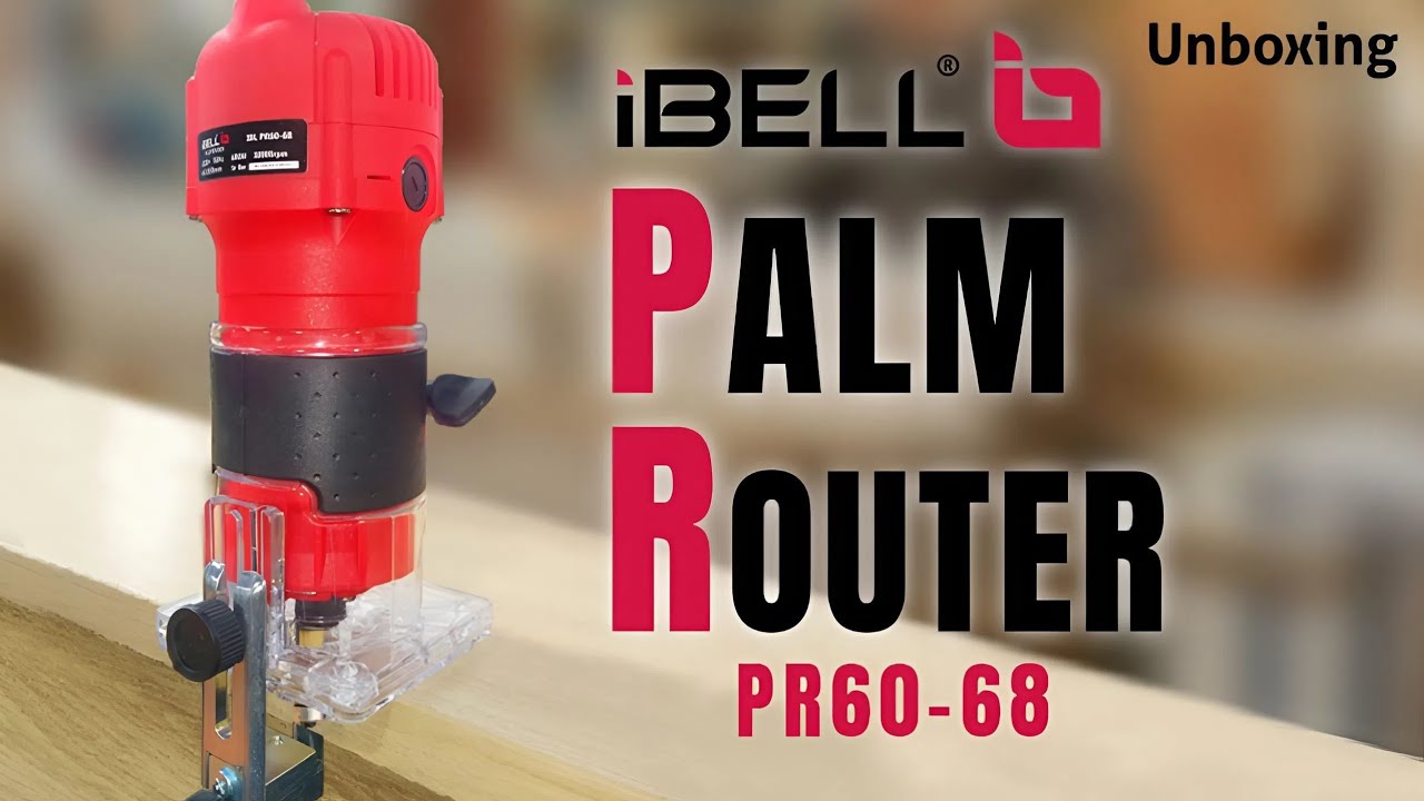 IBELL PR60-68 Professional Palm Router &ndash; 650W, 32000RPM,6/6.35/8mm Collet for Precision Woodworking