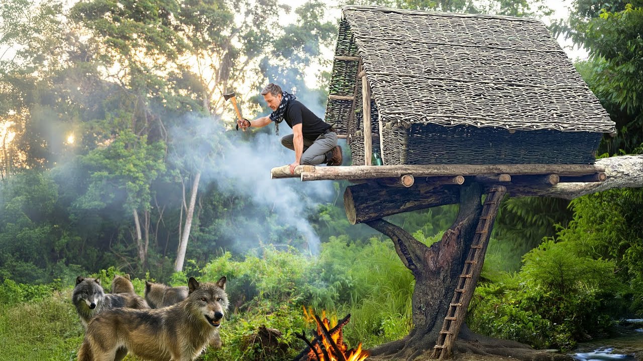 Building a Tree House from Jungle Vines | Rainforest Survival Challenge