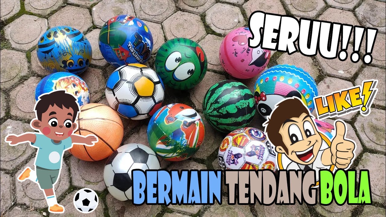 Kick basketball, foot ball, tayo ball, watermelon ball, bear ball, color ball to the fish pond