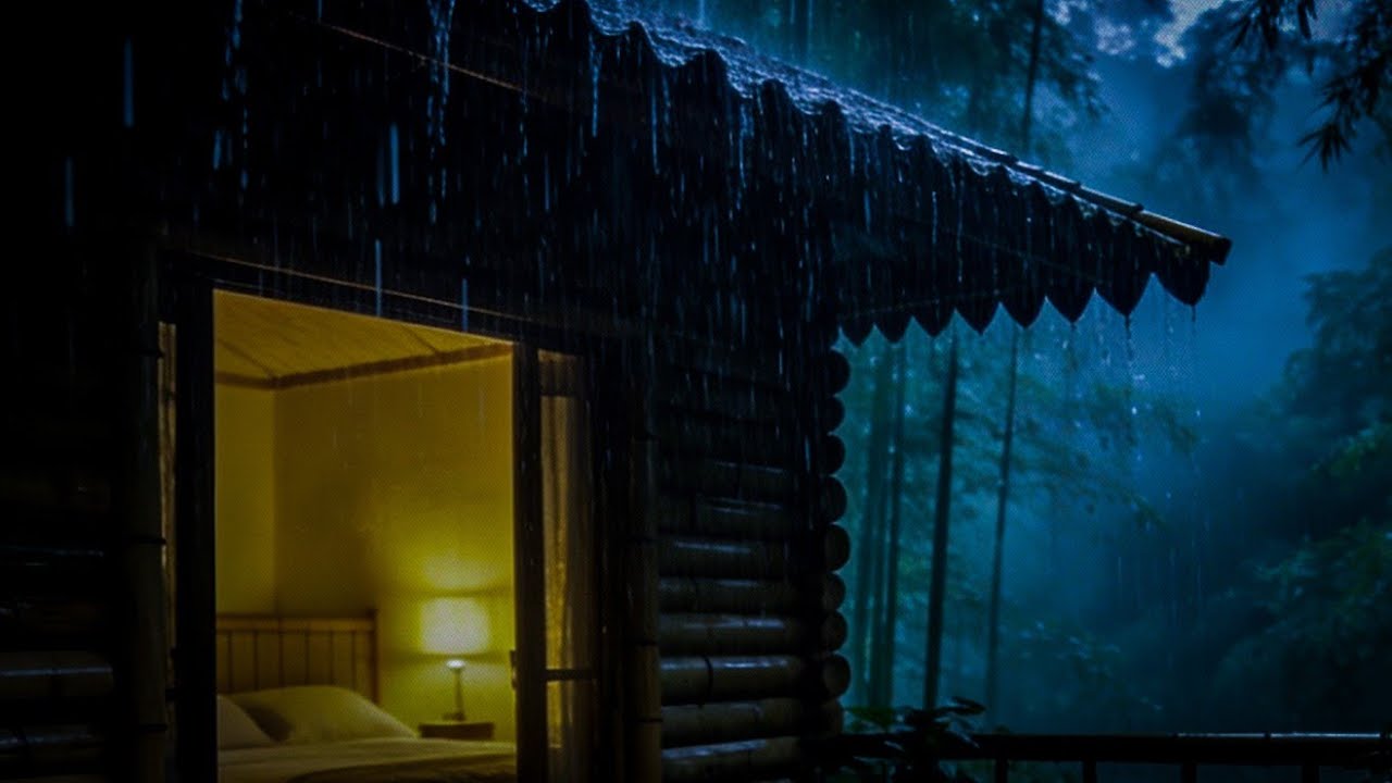 Deep Sleep Rain 🌙 Cozy Cabin at Night