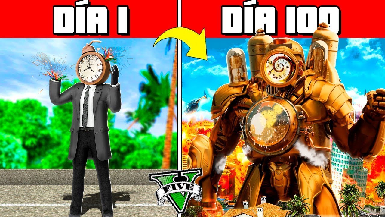 SOBREVIVÍ 100 DÍAS como CLOCKMAN en GTA 5!! (Skibidi Toilet mod)