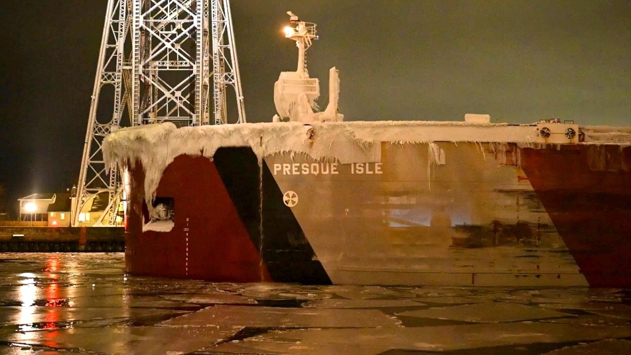 Presque Isle - Pushing Through the Jagged Ice on Her Way Out