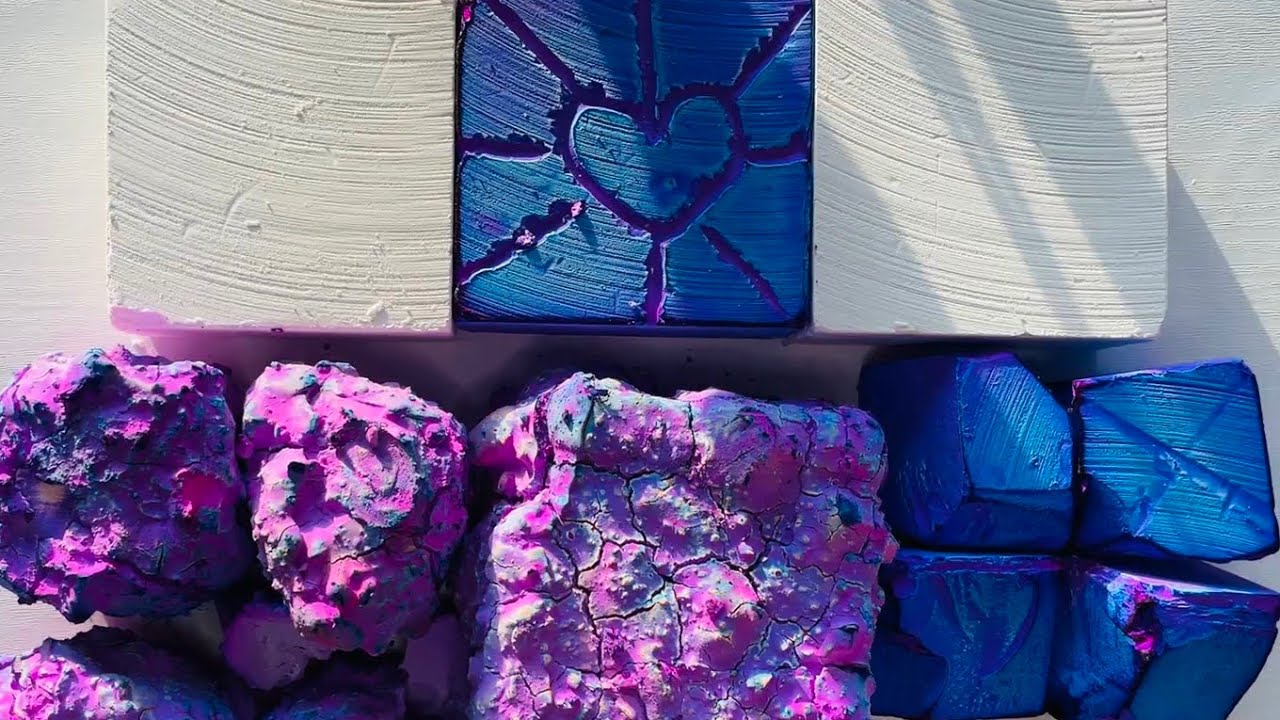 Dyed, fresh & pasted gymchalk blocks crush compilation ASMR