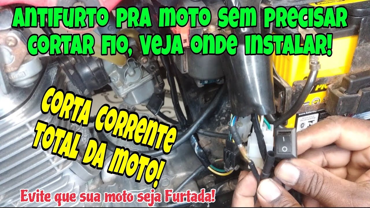 Como Instalar Antifurto em Moto Sem Precisar Cortar Fio! Corta Corrente total!